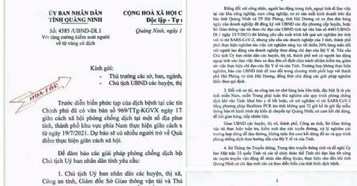 Từ ngày 18/7, test nhanh Covid-19 không có giá trị khi qua chốt kiểm dịch tại Quảng Ninh